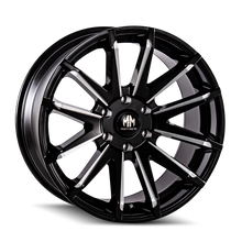 Load image into Gallery viewer, Mayhem 8109 Crossfire 22x9.5 / 6x139.7 BP / 25mm Offset / 106mm Hub Black w/ Milled Spokes Wheel