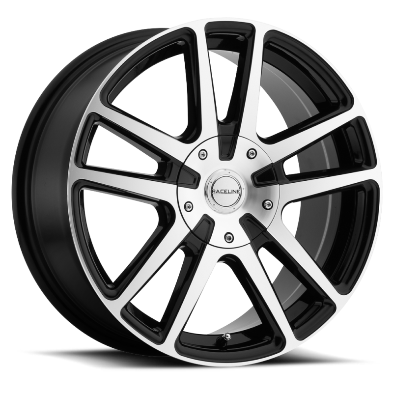 Raceline 145M Encore 18x8in / 5x110/5x114.3 BP / 40mm Offset / 72.62mm Bore - Black & Machined Wheel