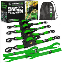 Load image into Gallery viewer, Rhino USA Retractable Ratchet Straps (4Pk 1Inx10Ft) (Green)