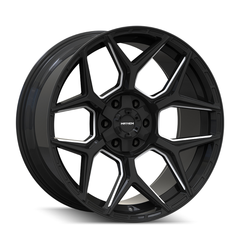 Mayhem Vanquish 8119 22x10 / 6x135/6x139.7 / -19mm Offset / 106.1mm  Hub - Gloss Black Milled