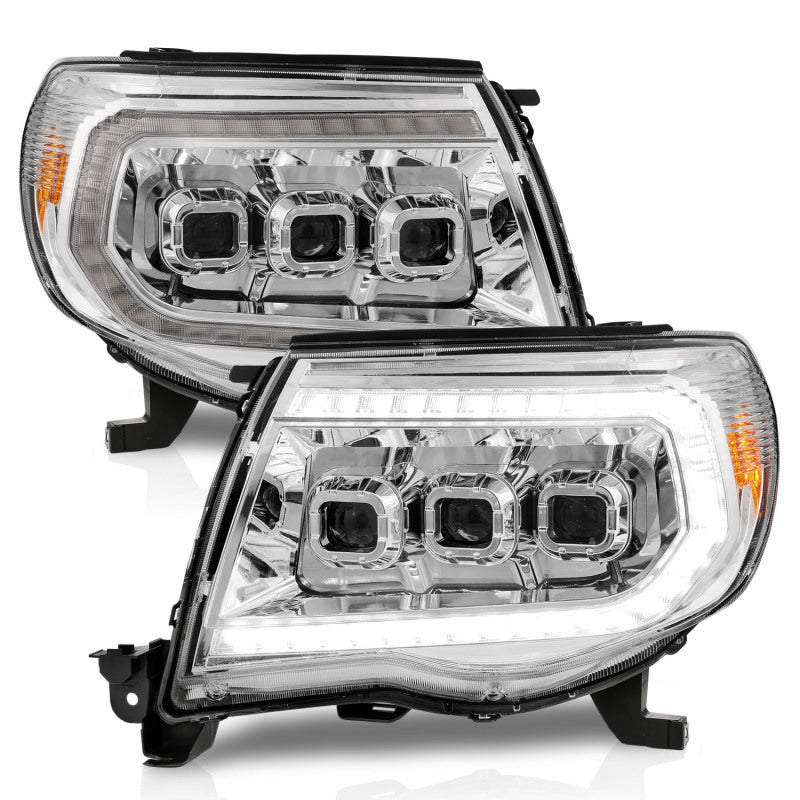 ANZO 05-11 Toyota Tacoma LED Projector Headlights w/Light Bar Swtchbk Seq. Chrome w/Initiation Light