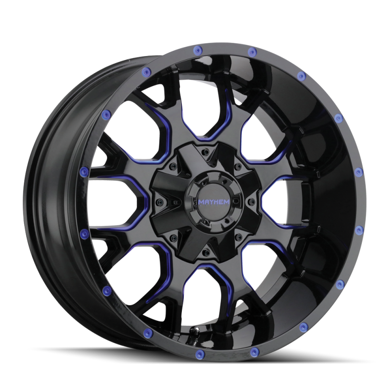 Mayhem 8015 Warrior 20x10 / 8x165.1 BP / -25mm Offset / 130.8mm Hub Black w/ Prism Blue Wheel