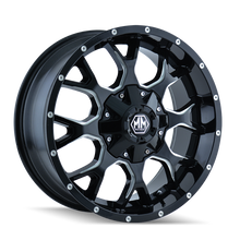 Load image into Gallery viewer, Mayhem 8015 Warrior 18x9 / 8x165.1 BP / 18mm Offset / 130.8mm Hub Gloss Black Milled Wheel