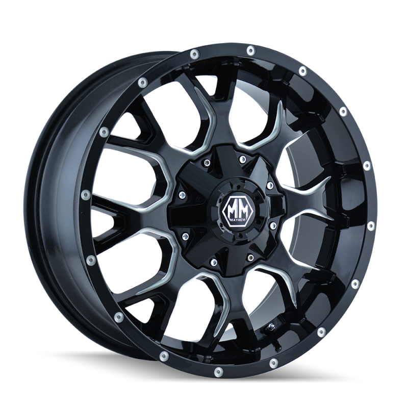 Mayhem 8015 Warrior 17x9 / 8x165.1 BP / 18mm Offset / 130.8mm Hub Gloss Black Milled Wheel
