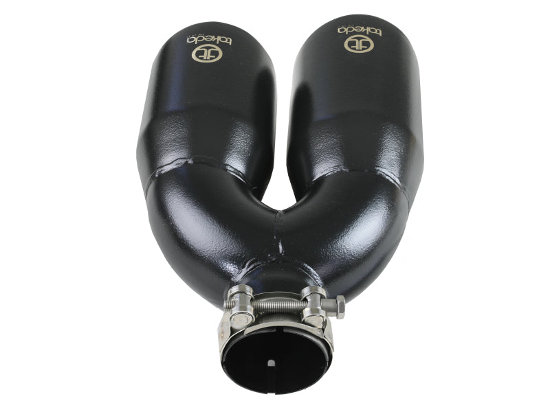 aFe Takeda 2.5in 304 Stainless Steel Clamp-on Exhaust Tip Passenger Side 2.5in Inlet 4inDual - Black
