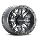 Raceline A91G Ryno 15x10in/4x137 BP/0mm Offset/110.18mm Bore - Gunmetal & Black Ring Beadlock Wheel