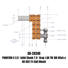 Load image into Gallery viewer, Gen-Y Phantom-X 2.5in Solid Shank 7.5in Drop 1.6K TW 16K Hitch w/GH-052 (No Flat Towing)