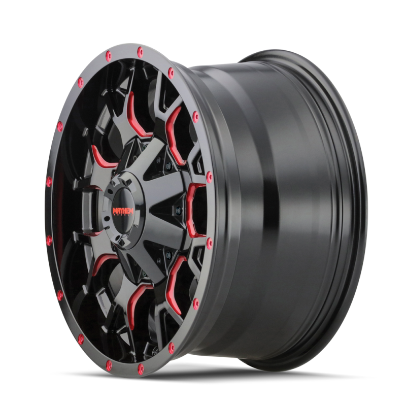 Mayhem 8015 Warrior 18x9 / 6x135 BP / 18mm Offset / 106mm Hub Black w/ Prism Red Wheel