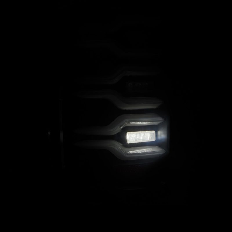 AlphaRex 14-18 Chevrolet Silverado Luxx-Series LED Tail Lights Black w/Activ Light/Seq Signal