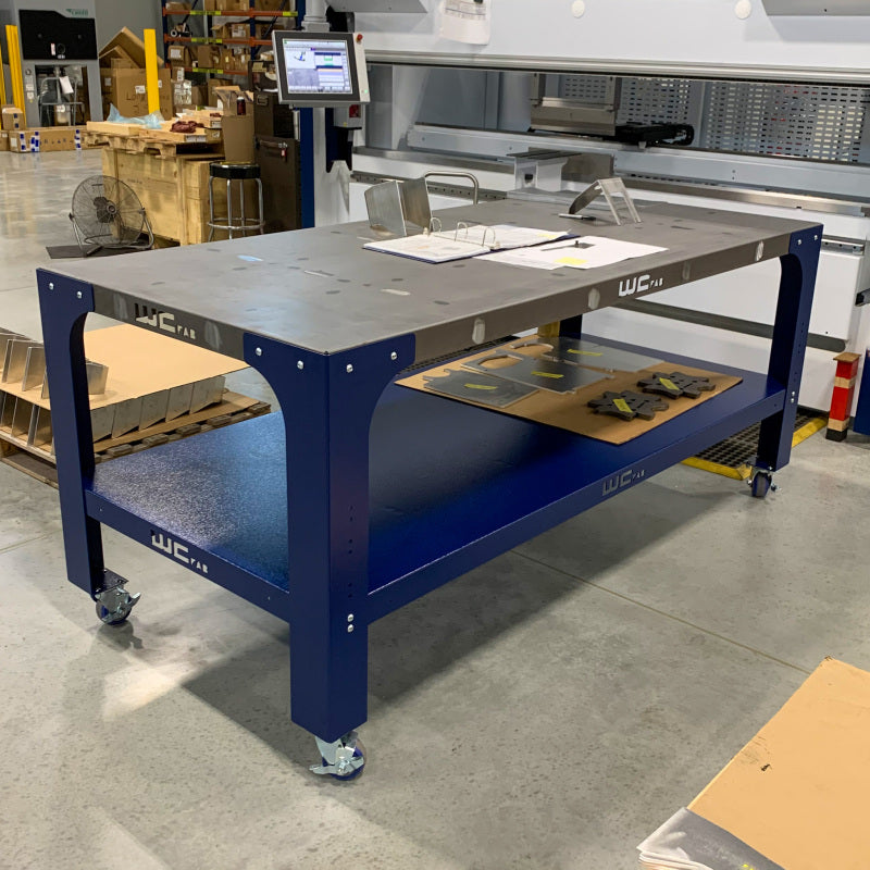 Wehrli Modular Steel Work Bench Leg Kit, 34in. Tall x .120in. Thick, Blueberry Frost