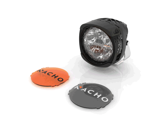 NACHO Quatro Off-Road light showcased on diverse terrain for visibility.