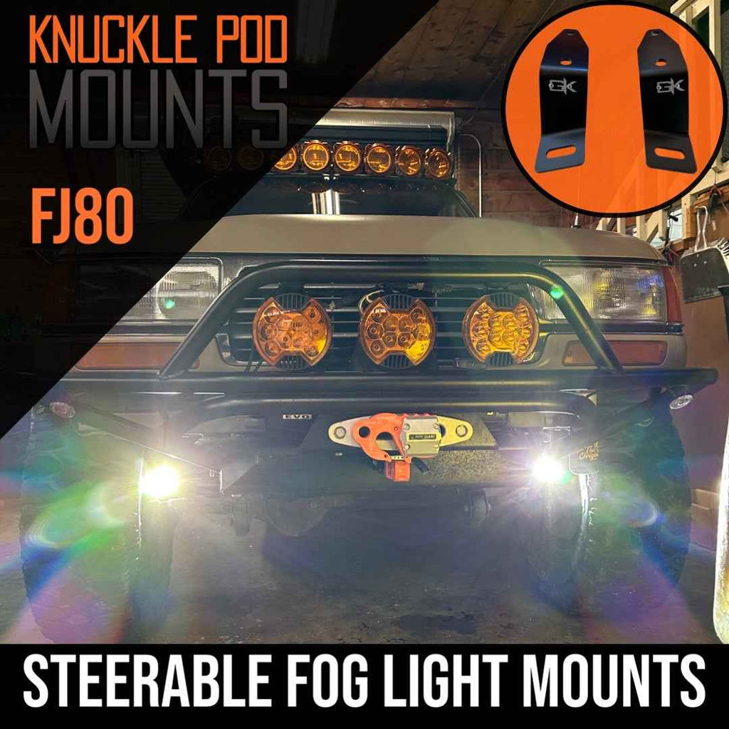 Toyota FJ80 Landcruiser Steerable Knuckle Pod Light Mounts (1990-1997)