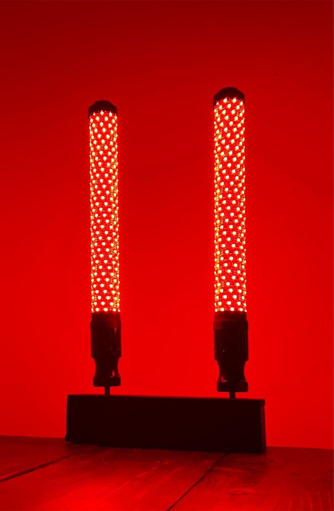 Stubby Chubby LED Whip in action at night, illuminating the surroundings with powerful LED lights.