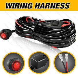 LED LIGHT BAR WIRING HARNESS KIT (2 LEADS 16AWG) WITH FUSE 12V 40A RELAY 3/4
