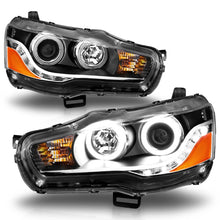 Load image into Gallery viewer, ANZO 2008-2015 Mitsubishi Lancer Projector Headlights w/ Halo Black (CCFL)