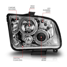 Load image into Gallery viewer, ANZO 2005-2009 Ford Mustang Projector Headlights w/ Halo Chrome