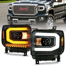 Load image into Gallery viewer, ANZO GMC SIERRA 1500 14-15 2500H/15-19 Projector Headlight Plank Style Black w/ Switchback (Halogen)