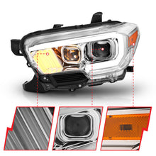 Load image into Gallery viewer, ANZO 2016-2017 Toyota Tacoma Projector Headlights w/ Plank Style Design Chrome/Amber w/ DRL