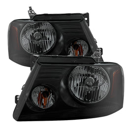 xTune Ford F150 04-08 Amber Crystal Headlights Black Smoked HD-JH-FF15004-AM-BSM