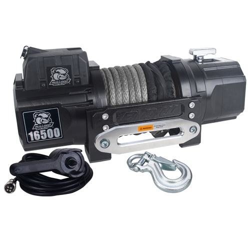 16,500lb Heavy-Duty Winch with 80ft Synthetic Rope Bulldog Winch