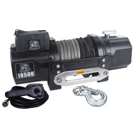 18,500lb Heavy-Duty Winch with 80ft Synthetic Rope Bulldog Winch