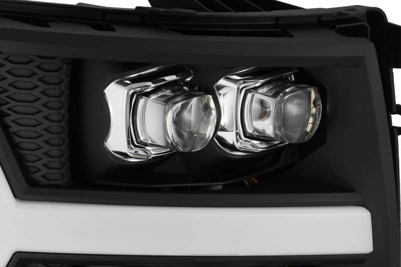 AlphaRex 07-13 Chevy 1500HD NOVA LED Proj Headlights Plank Style Gloss Blk w/Activ Light/Seq Signal