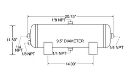 Firestone Air Tank 5 Gallon 9.5in. x 20.75in. (4) 1/4in. NPT Ports 150 PSI - Black (WR17609246)