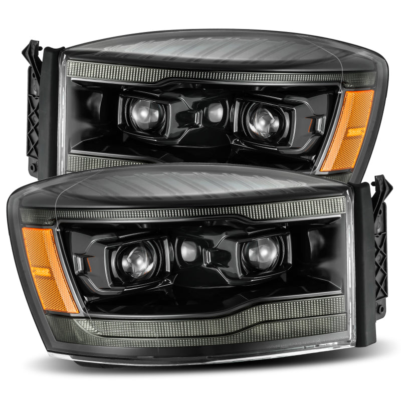 AlphaRex 06-08 Dodge Ram 1500HD PRO-Series Proj Headlights Plank Style Alpha Black w/Seq Signal/DRL