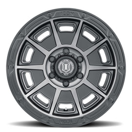(SALE) ICON Victory 17x8.5 6x5.5 0mm Offset 4.75in BS Smoked Satin Black Tint Wheel