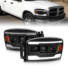 Load image into Gallery viewer, ANZO 06-08 Dodge RAM 1500/2500/3500 LED Projector Headlights w/Light Bar Seq. Signal Black Housing