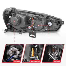 Load image into Gallery viewer, ANZO 2008-2015 Mitsubishi Lancer Projector Headlights w/ Halo Black (CCFL)