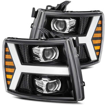 Load image into Gallery viewer, AlphaRex 07-13 Chevy 1500 LUXX LED Proj Headlights Plank Style Jet Blk w/ Activ Light/Seq Signal/DRL