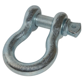 1 Inch Bow Shackle 17k LB WLL Silver Bulldog Winch, forged alloy steel with zinc plating for corrosion resistance, ideal for connecting cables and chains in recovery operations.