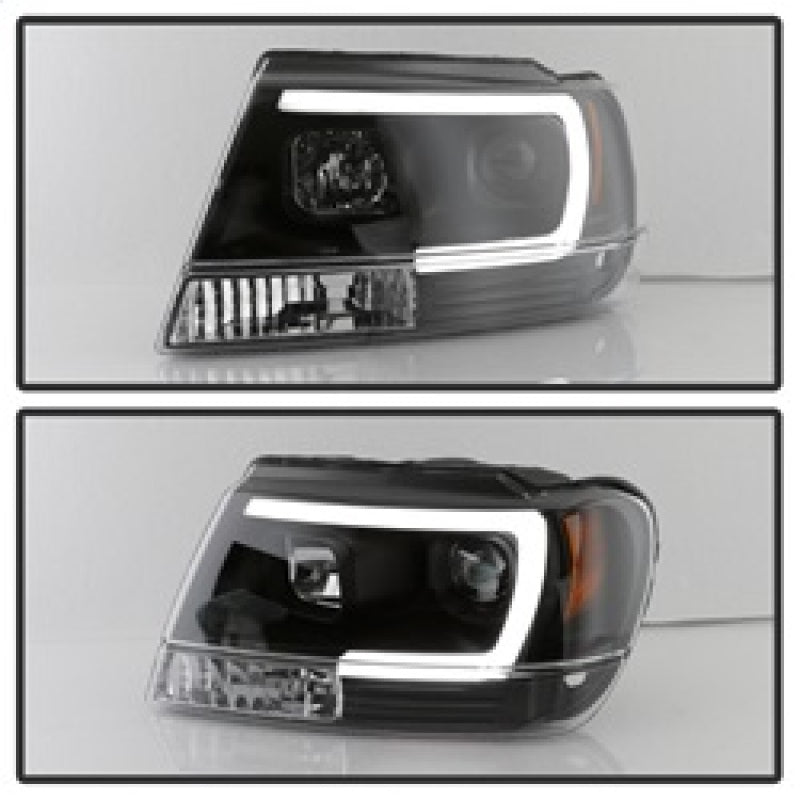 Spyder 99-04 Jeep Grand Cherokee Projector Headlights - Light Bar DRL LED - Black