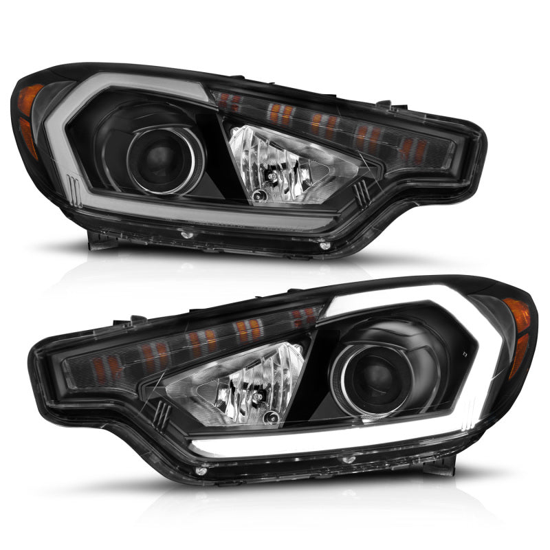 ANZO 2014-2016 Kia Forte Projector Headlights w/ Light Bar Black Housing w/ DRL