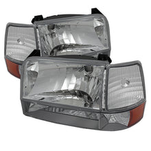 Load image into Gallery viewer, xTune Ford F150/Bronco 92-96 Headlights w/Corner Bumper 6pcs Amber- Chrome HD-JH-FB92-SET-AM-C