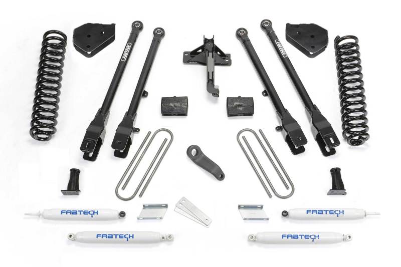 Fabtech 17-21 Ford F250/F350 4WD Gas 6in 4Link Sys w/Coils & Perf Shks