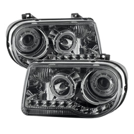 xTune Chrysler 300C 05-10 ( Not 300 ) Halo Projector Headlights Smoke PRO-JH-C300C-LED-SM