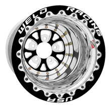 Load image into Gallery viewer, Weld V-Series 15x13 / 5x5 BP / 6in. BS Black/Polished Wheel - Black Double Beadlock MT
