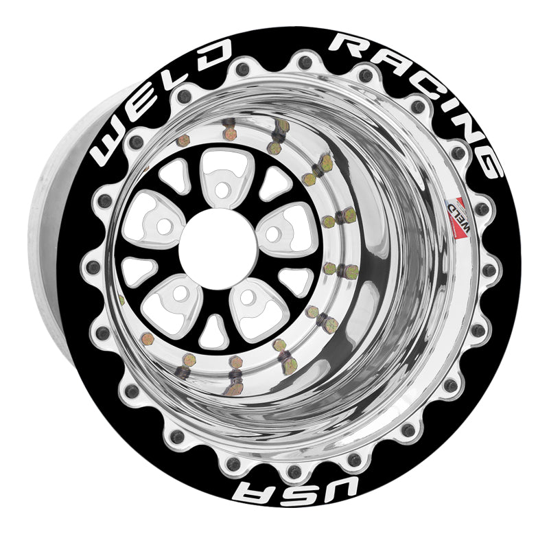 Weld V-Series 15x15 / 5x4.75 BP / 4in. BS Black Wheel - Black Double Beadlock MT