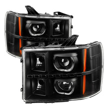Load image into Gallery viewer, xTune GMC Sierra 1500/2500/3500 07-13 Projector Headlights LED Halo Black PRO-JH-GSIE07-CFB-BK