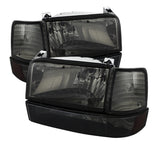 xTune Ford F150/Bronco 92-96 Headlights w/Corner Bumper 6pcs Amber- Smoke HD-JH-FB92-SET-AM-SM