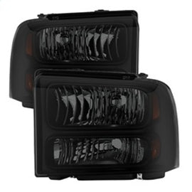 xTune Ford F250/350/450 Super Duty 05-07 Crystal Headlights Black Smoked HD-JH-FS05-AM-BSM