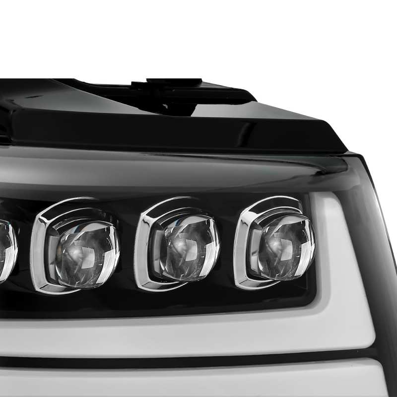 AlphaRex 07-13 Chevy Avalanche NOVA LED Proj Headlights Plank Style Gloss Black w/Activ Light/DRL