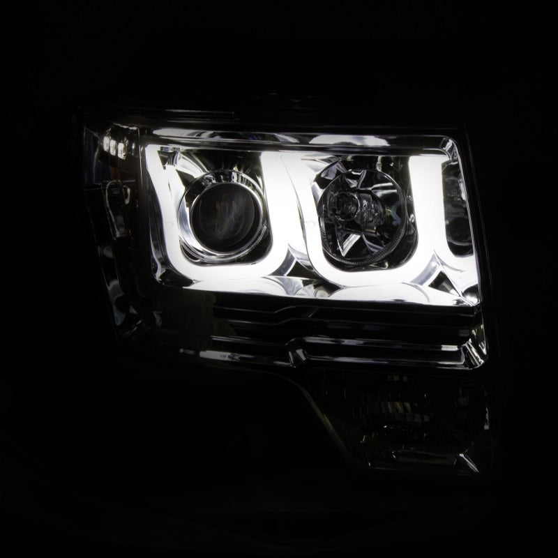 ANZO 2009-2014 Ford F-150 Projector Headlights w/ U-Bar Chrome