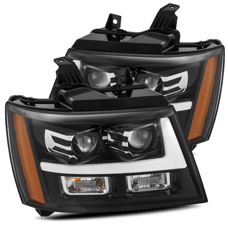 AlphaRex 07-13 Chevy Tahoe PRO-Series Projector Headlights Plank Style Gloss Blk w/Activation Light