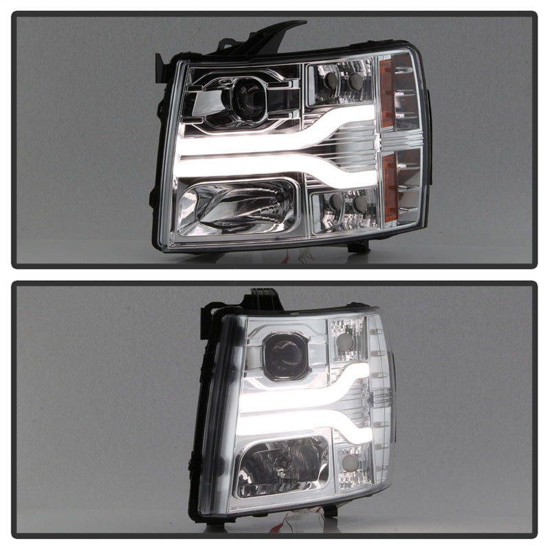 Spyder Chevy Silverado 1500 07-13 Version 3 Projector Headlights - Chrome PRO-YD-CS07V3-LBDRL-C