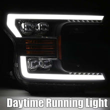 Load image into Gallery viewer, AlphaRex 18-19 Ford F-150 NOVA LED Proj Headlights Plank Style Matte Black w/Activ Light/Seq Signal