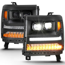 Load image into Gallery viewer, ANZO 16-18 Chevrolet Silverado 1500 LED Projector Headlights w/Plank Style Switchback Black w/ Amber