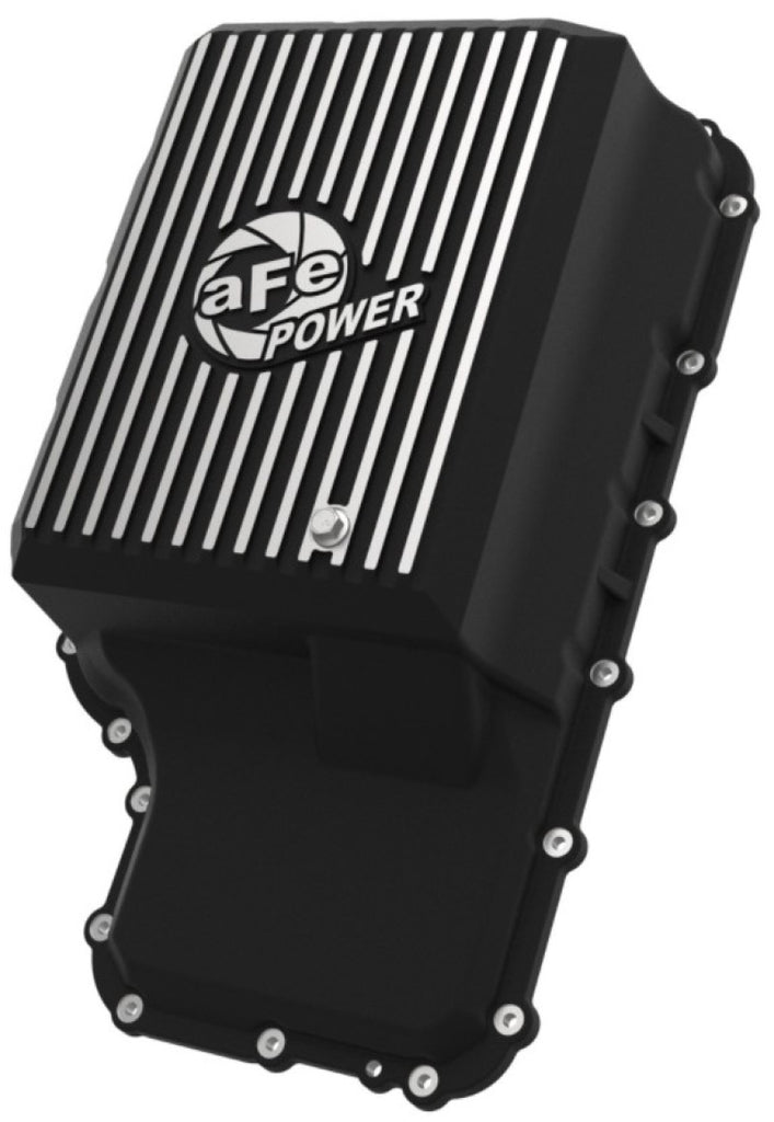 aFe 20-21 Ford Truck w/ 10R140 Transmission Pan Black POWER Street Series w/ Machined Fins